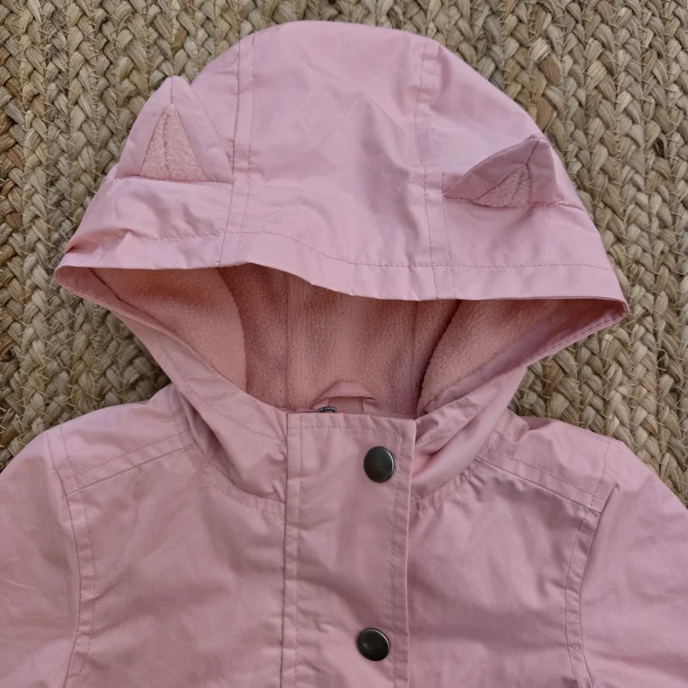 Old Navy‎ Toddler Girls Pink Fleece Lined Hooded Jacket with Ears 12-18 Months
